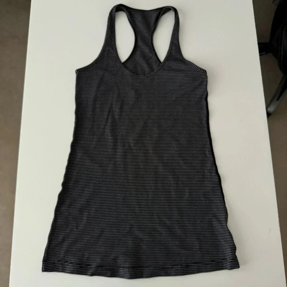 Lululemon Cool Racerback Tank Mini Pop Stripe Black / Heather Slate size 4 - Picture 3 of 8